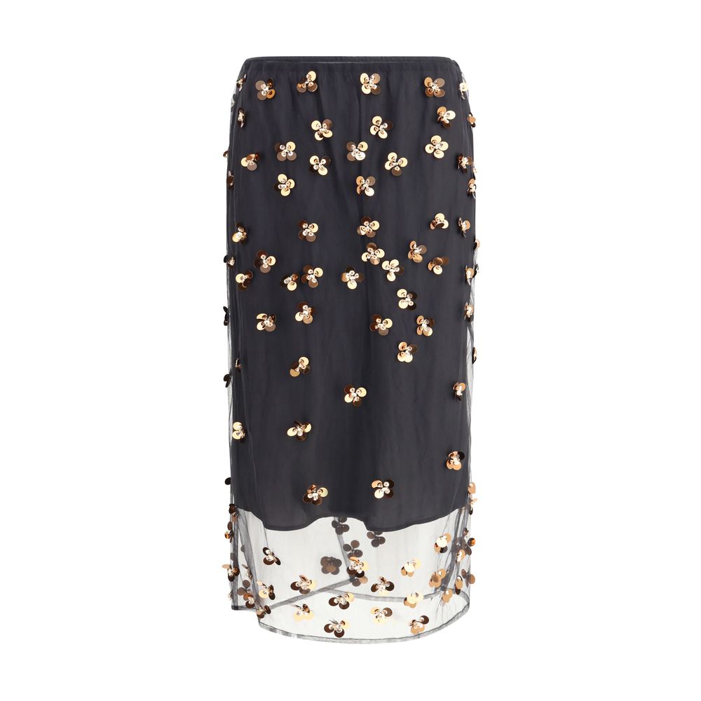 Black Polyamide Midi Skirt