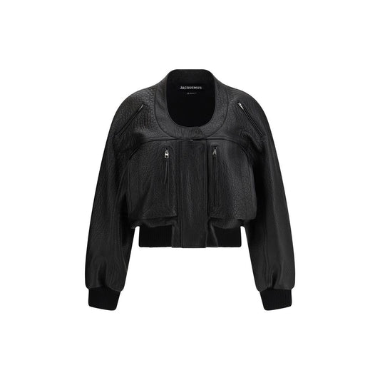 Black Lamb Leather Sweatshirt