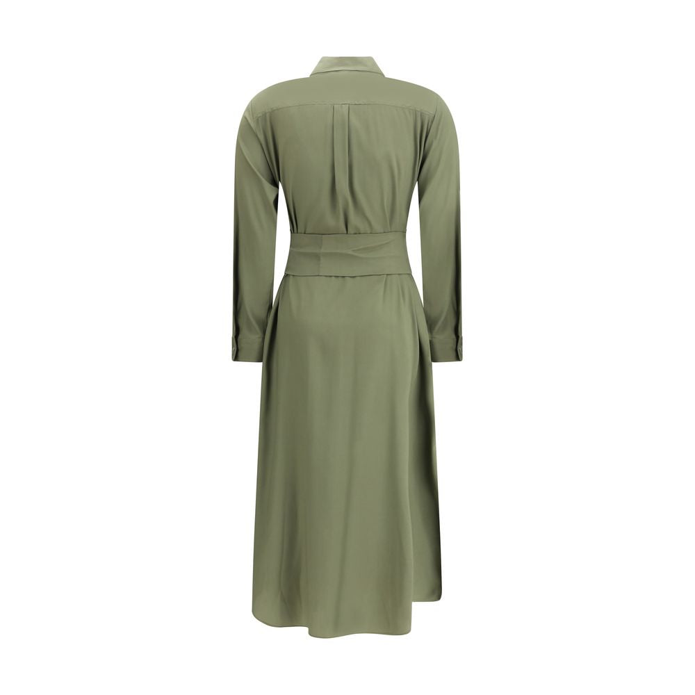 Green Silk Casual Dress