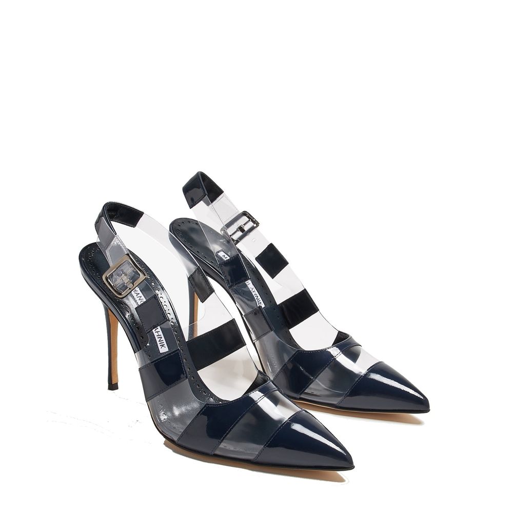 Blue Calfskin High Heel Pumps Shoes Manolo Blahnik