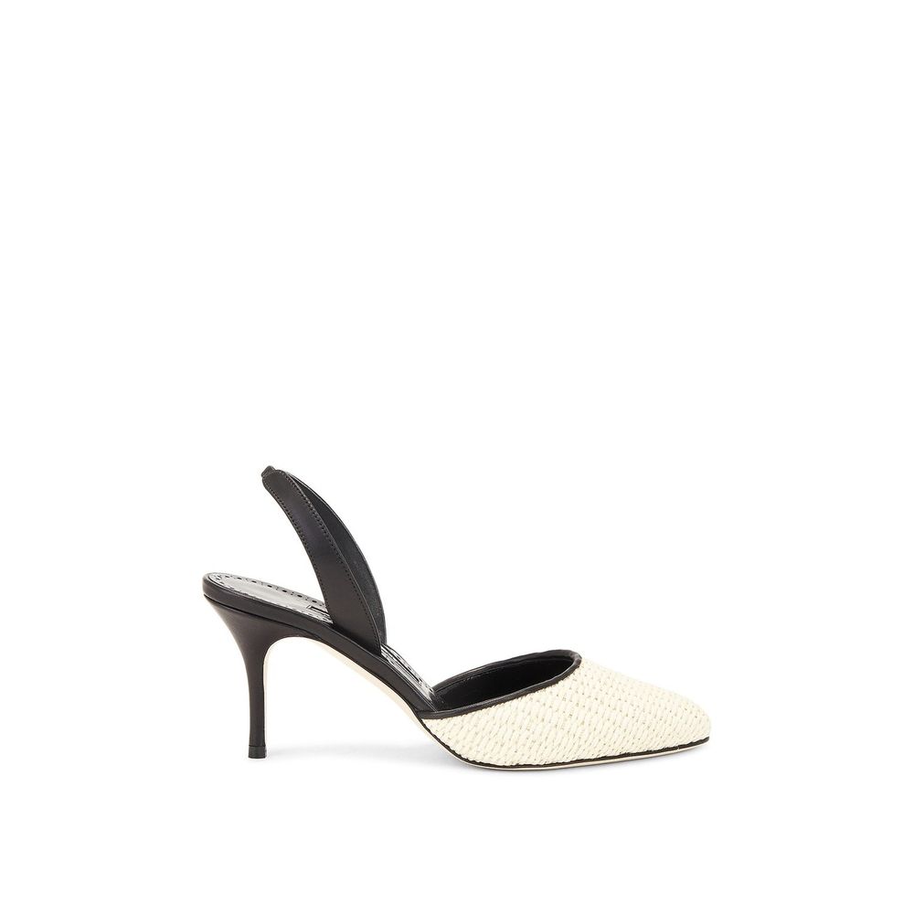 Black Raffia Mid Heel Pumps Shoes Manolo Blahnik