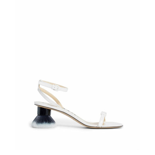White Lamb Leather Stiletto Heel Sandals Shoes Loewe