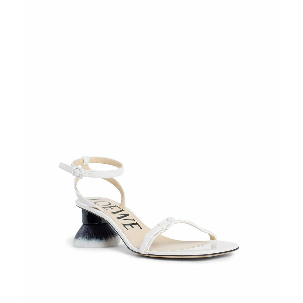White Lamb Leather Stiletto Heel Sandals Shoes Loewe