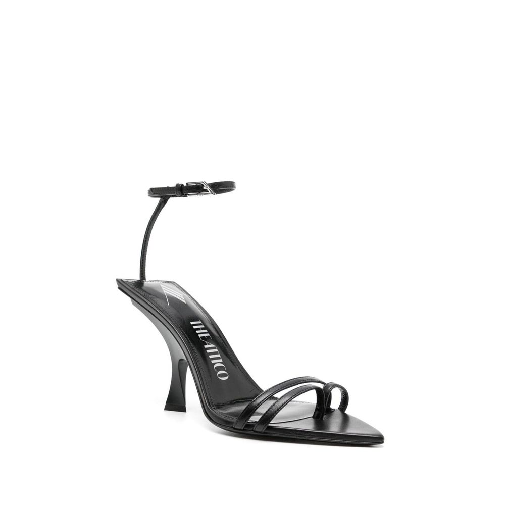 Black Silk Stiletto Heel Sandals Shoes The Attico
