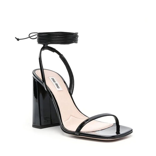 Black Calfskin Strap-On Sandals