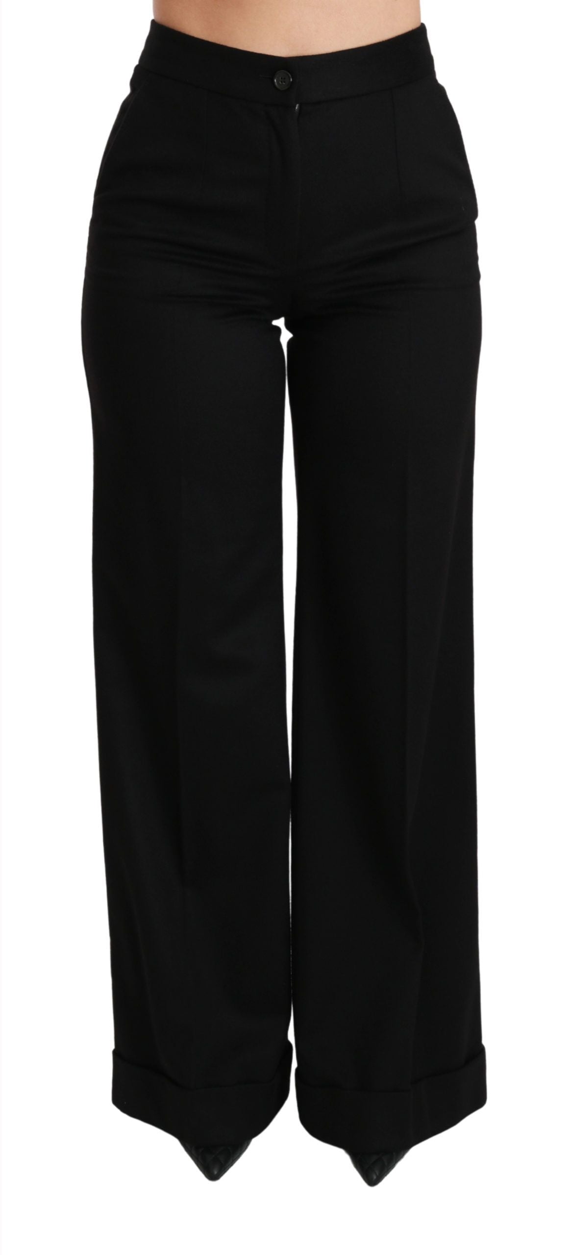 Black Wide Leg Flared Trouser Cashmere Pants Dolce & Gabbana
