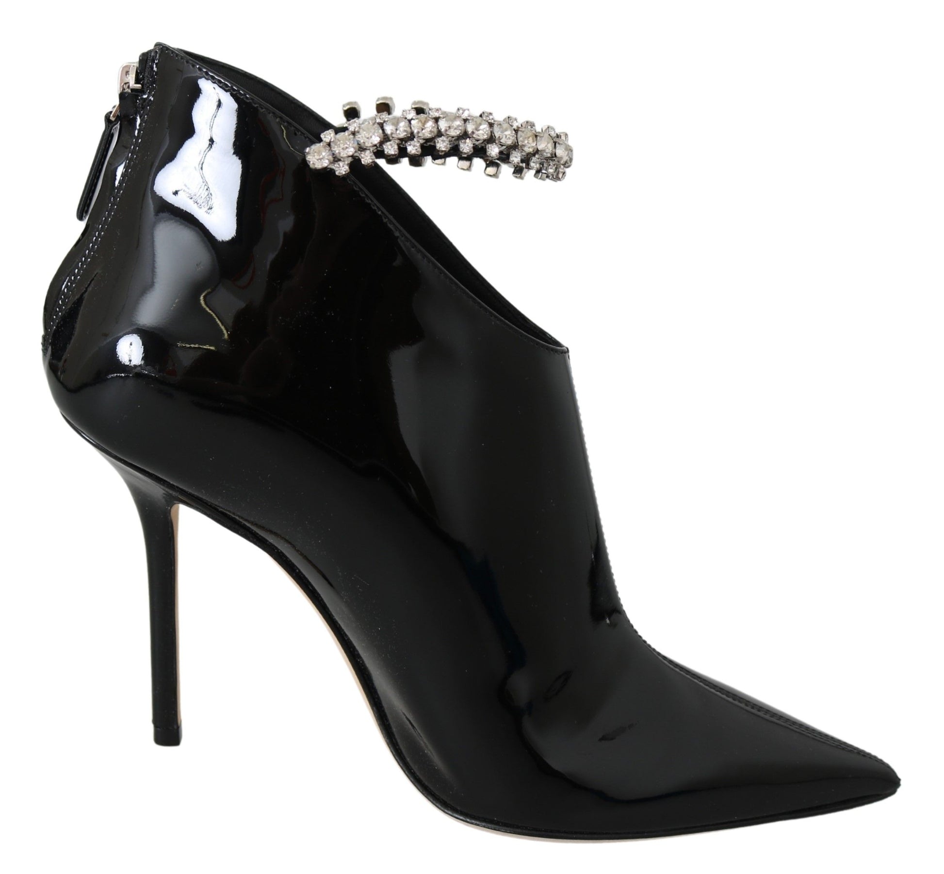 Elegant Black Patent Heeled Boots Shoes Jimmy Choo