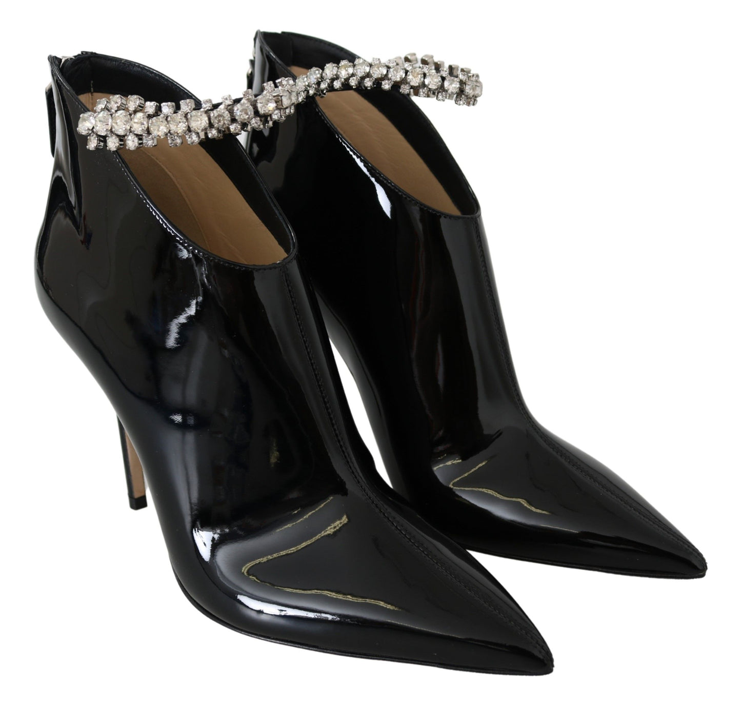 Elegant Black Patent Heeled Boots Shoes Jimmy Choo