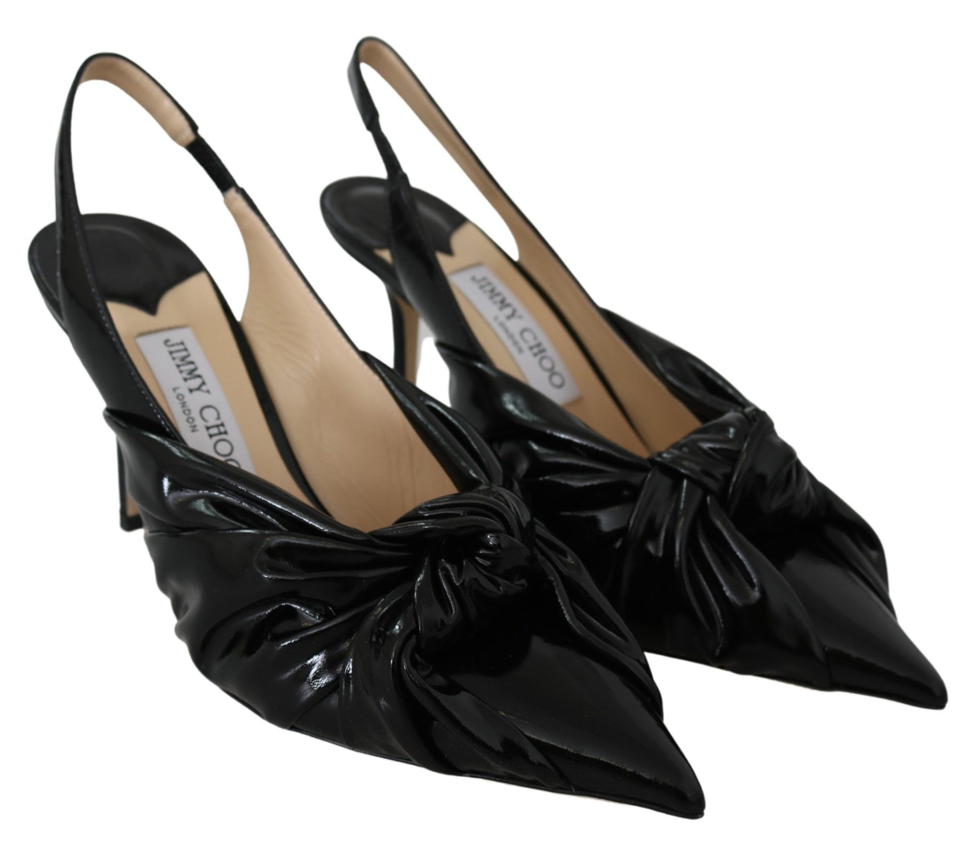 Elegant Black Leather Pointed Toe Pumps Shoes Jimmy Choo