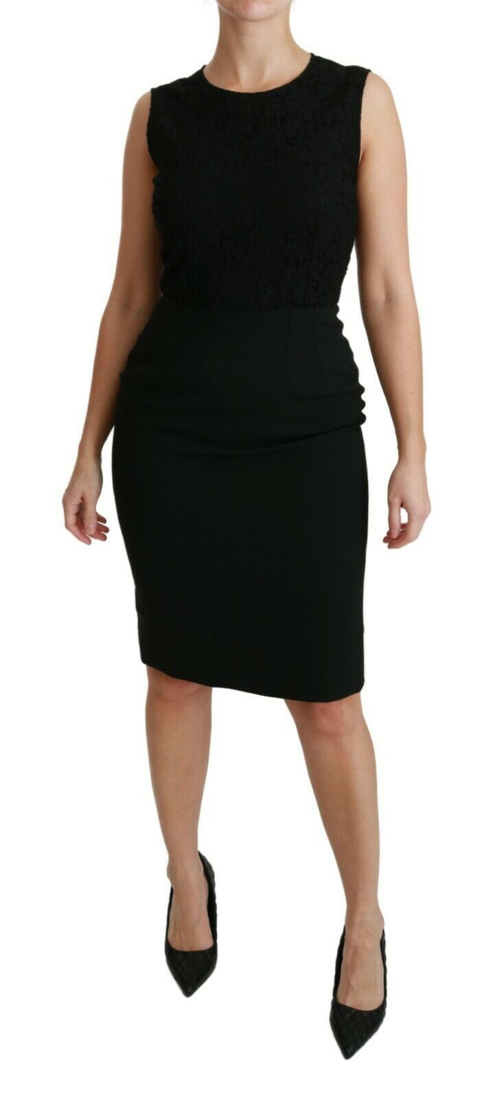 Black Floral Lace Sheath Gown Dress Dress Dolce & Gabbana