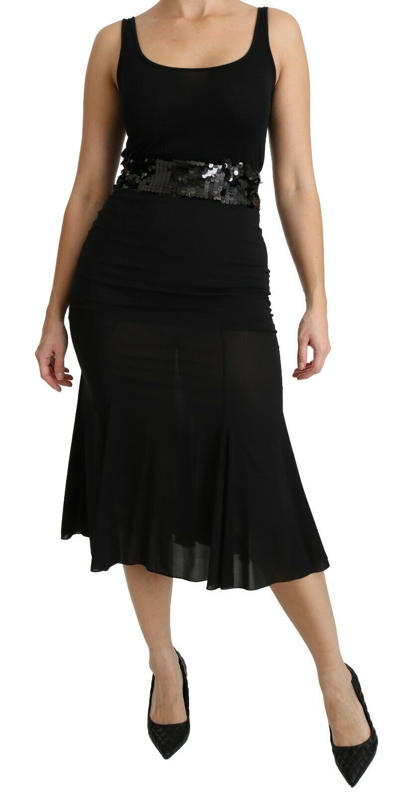 Black Mermaid High Waist Midi Silk Skirt Skirts Dolce & Gabbana