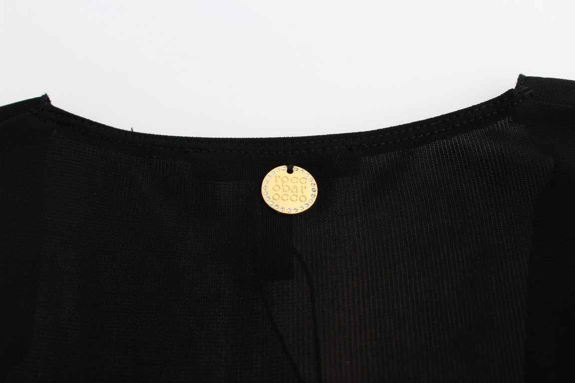 Black Embellished Jersey Mini Sheath Short Dress Dress Roccobarocco