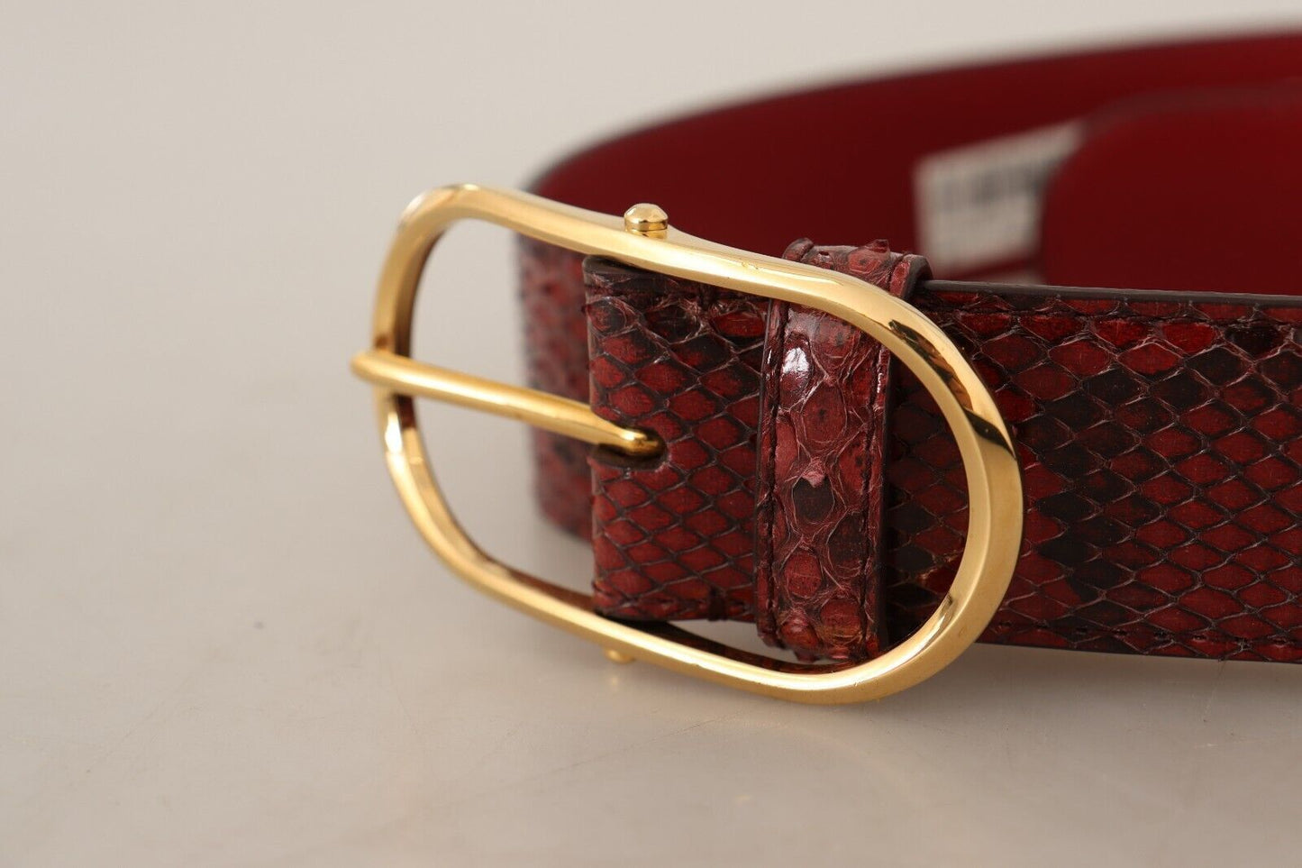 Red Exotic Leather Gold Oval Buckle Belt Belt Dolce & Gabbana