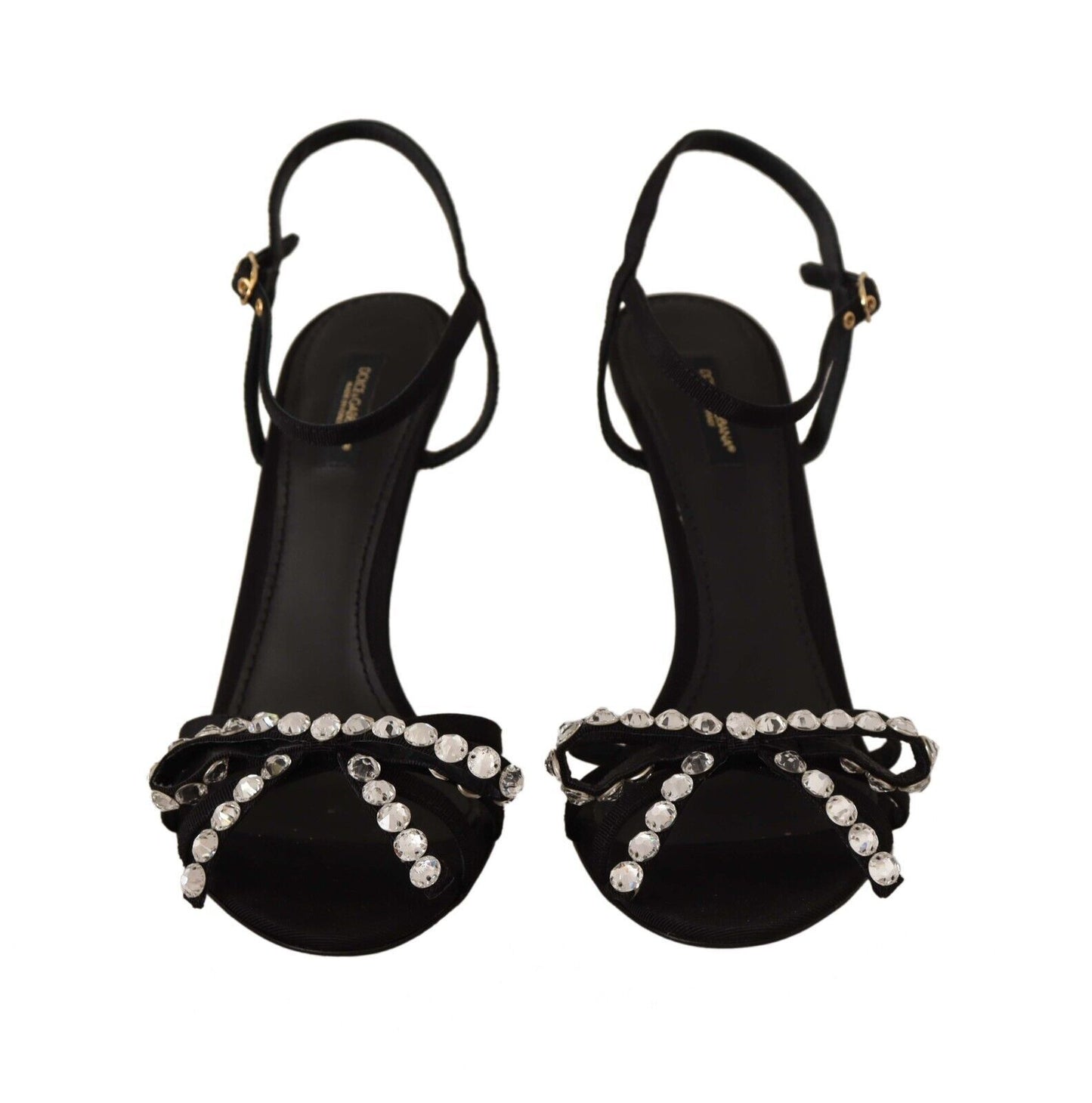 Black Crystals Ankle Strap Heels Sandals Shoes Shoes Dolce & Gabbana
