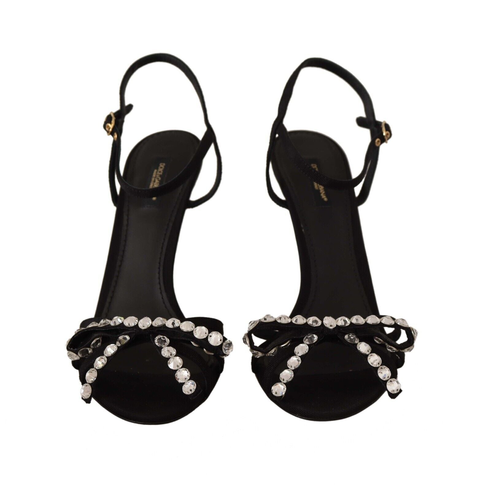 Black Crystals Ankle Strap Heels Sandals Shoes Shoes Dolce & Gabbana