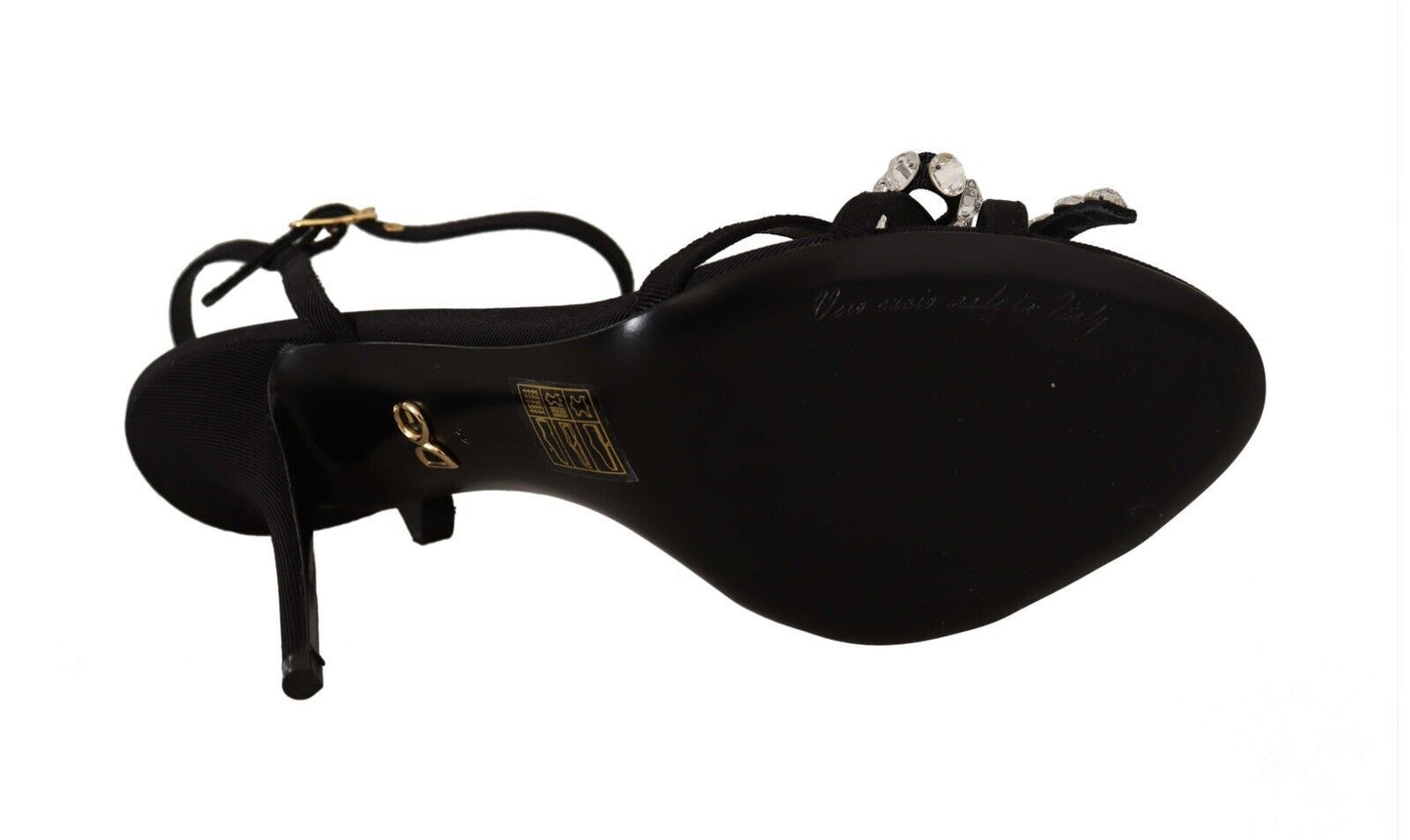 Black Crystals Ankle Strap Heels Sandals Shoes Shoes Dolce & Gabbana