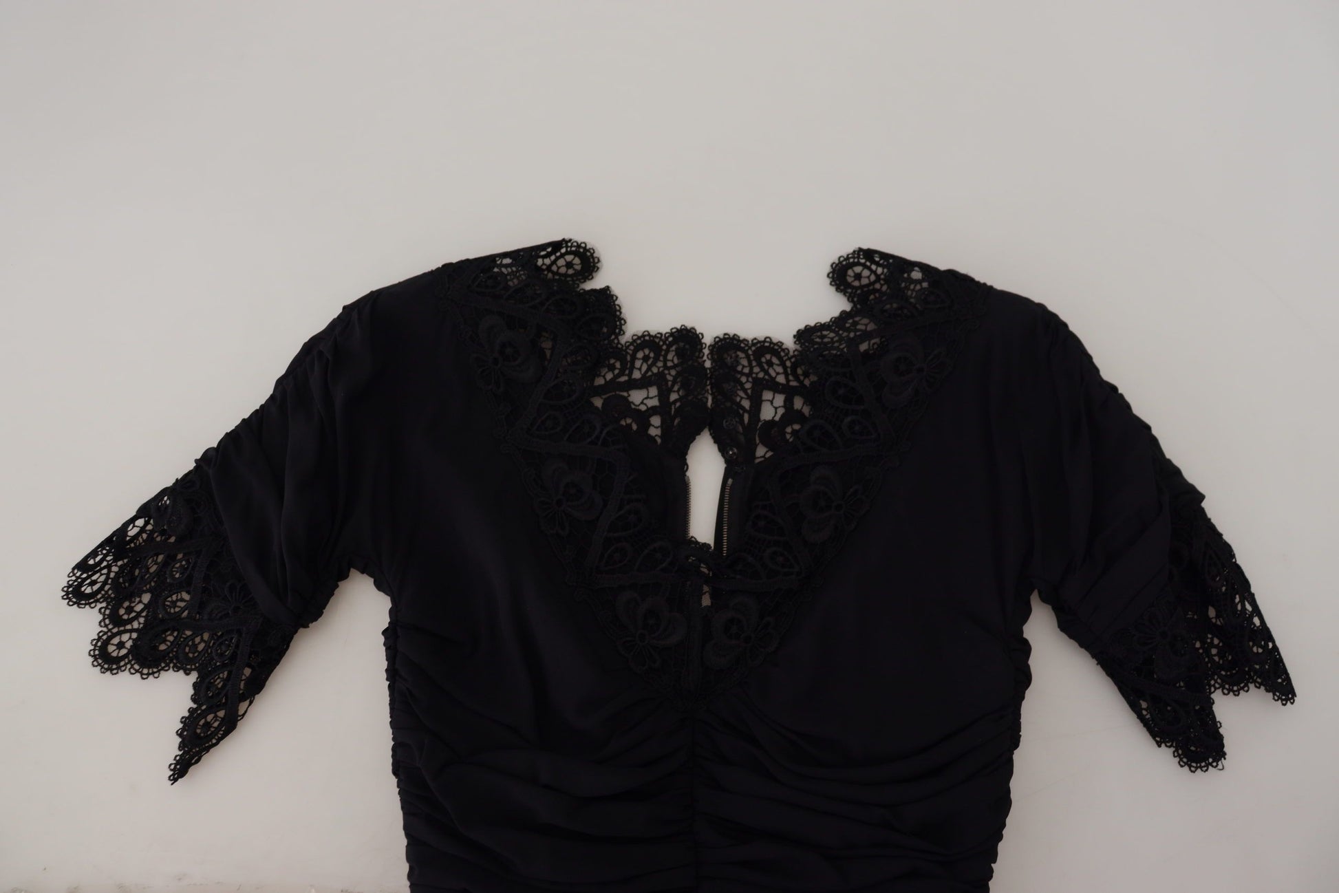 Black Sheath Midi Bodycon Lace Silk Dress Dress Dolce & Gabbana