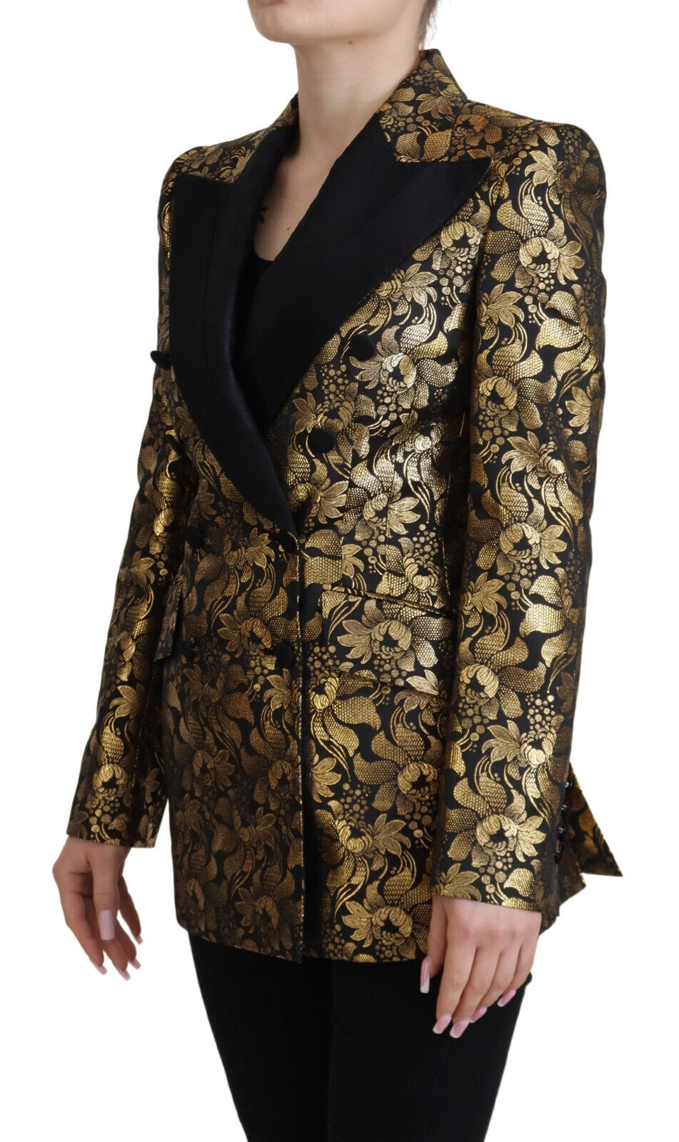 Black Gold Jacquard Coat Blazer Jacket Blazer Dolce & Gabbana