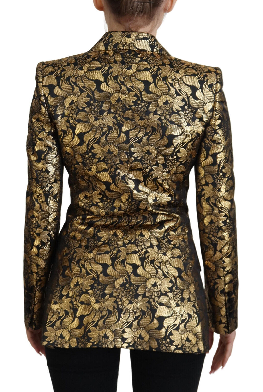 Black Gold Jacquard Coat Blazer Jacket Blazer Dolce & Gabbana