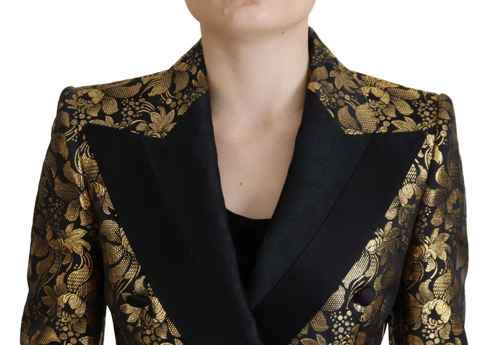 Black Gold Jacquard Coat Blazer Jacket Blazer Dolce & Gabbana