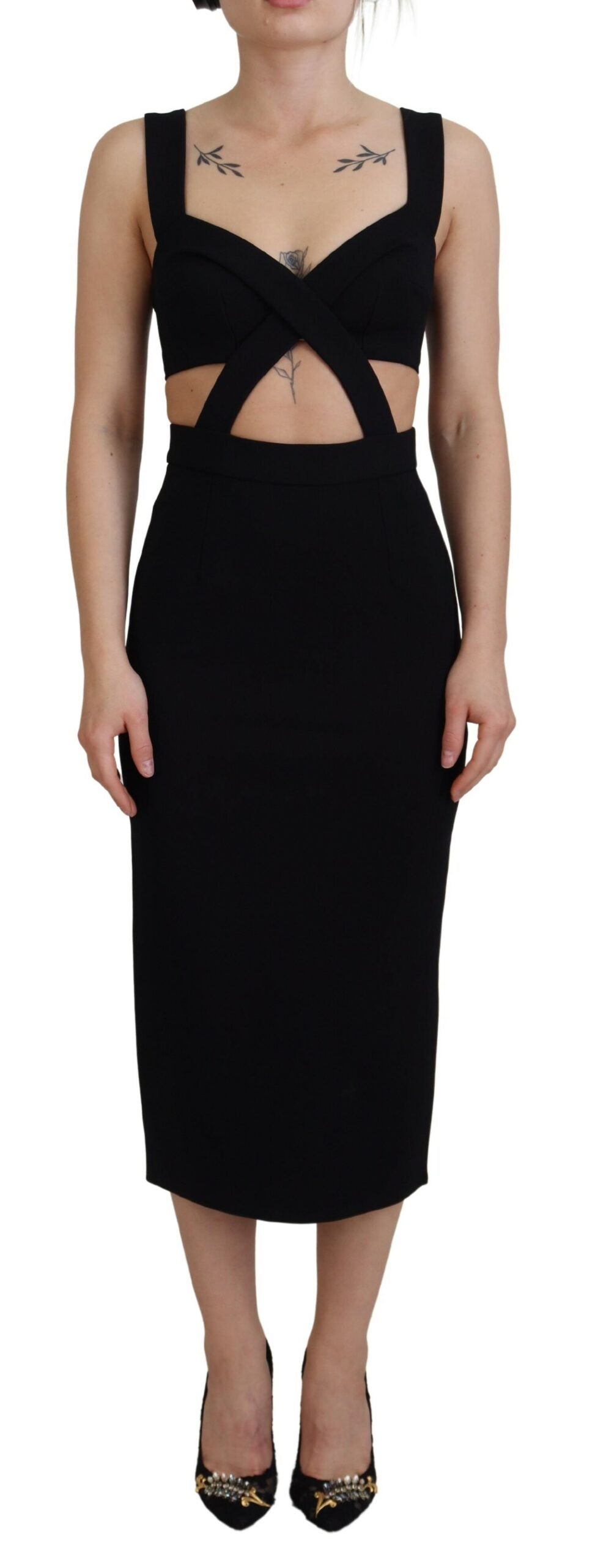 Black Viscose Bodycon Sheath Midi Dress Dress Dolce & Gabbana