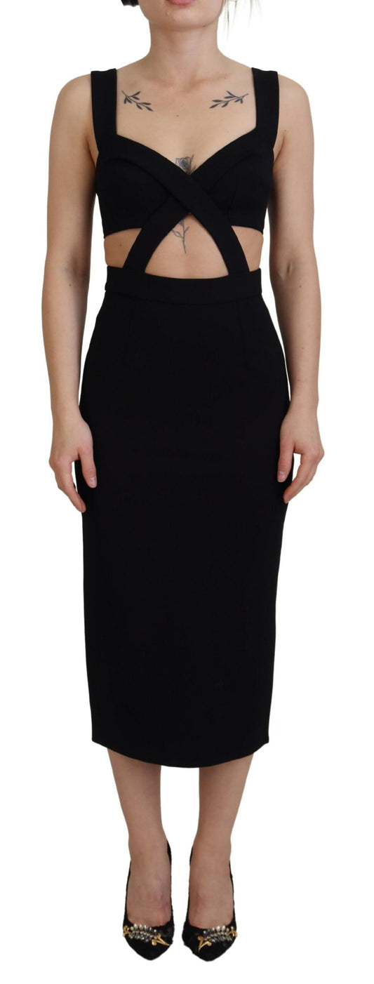 Black Viscose Bodycon Sheath Midi Dress Dress Dolce & Gabbana