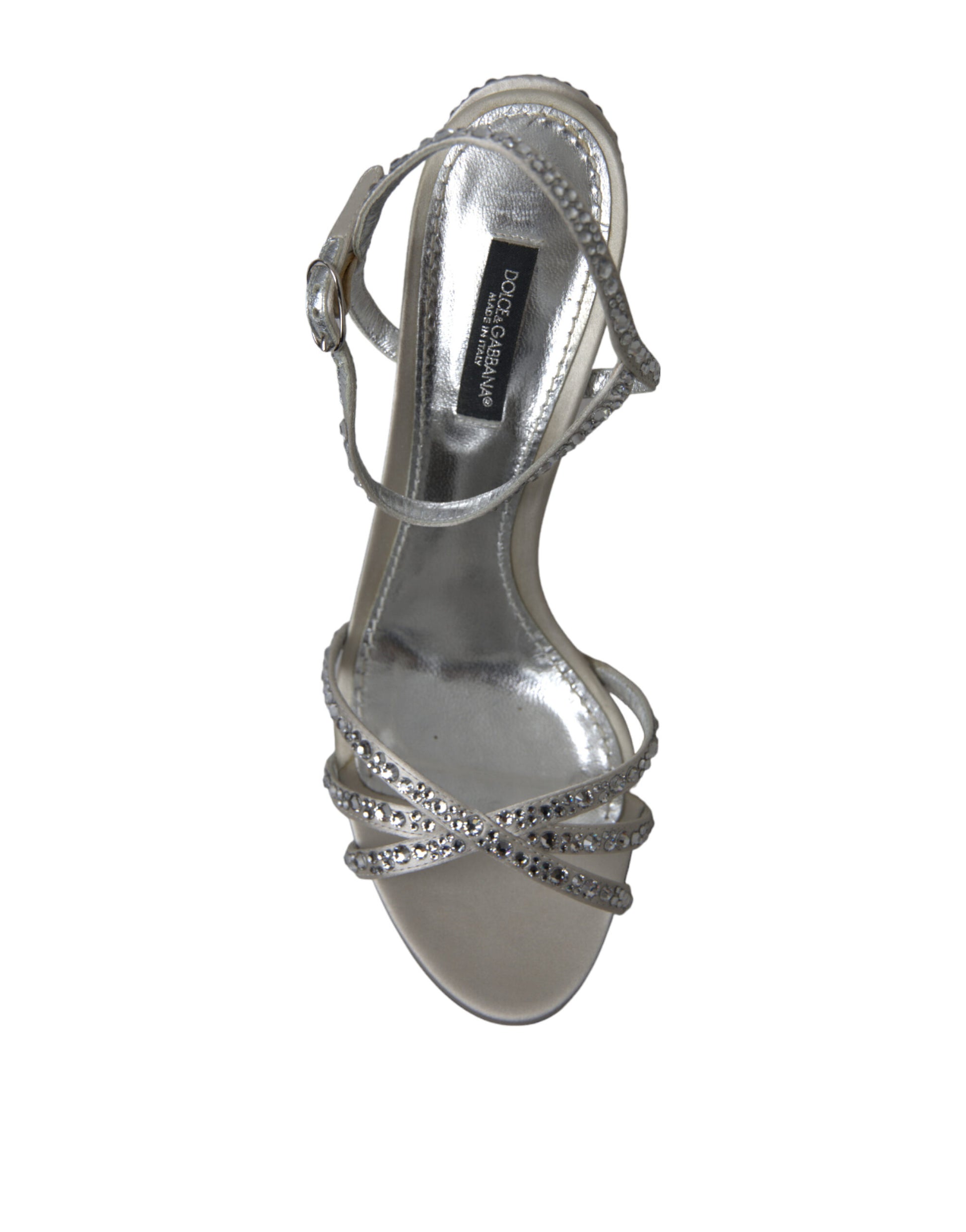 Silver Crystal Ankle Strap Sandals Shoes Shoes Dolce & Gabbana