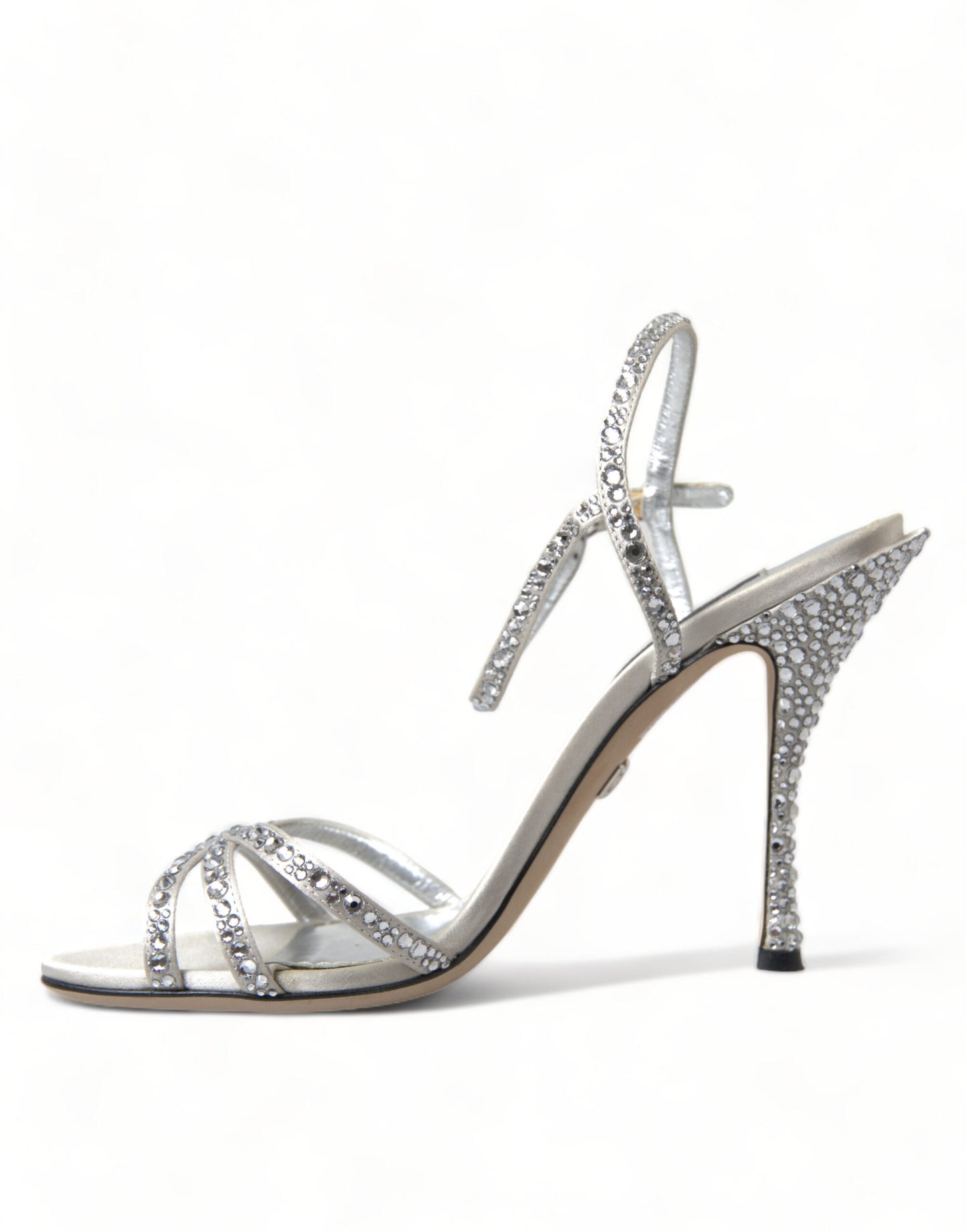 Silver Crystal Ankle Strap Sandals Shoes Shoes Dolce & Gabbana