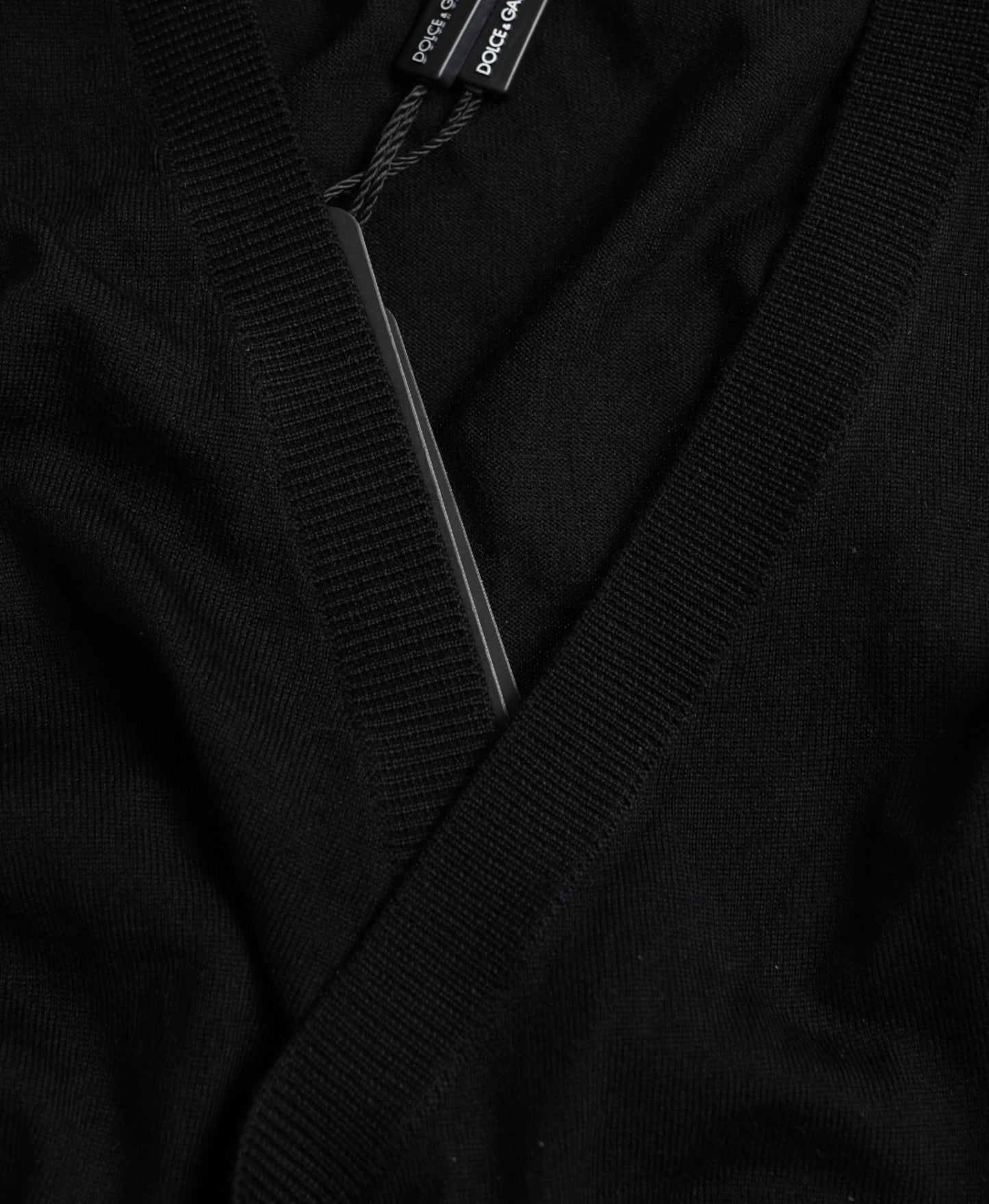 Black Wool V-neck Crossed Cardigan Sweater Knitwear Dolce & Gabbana