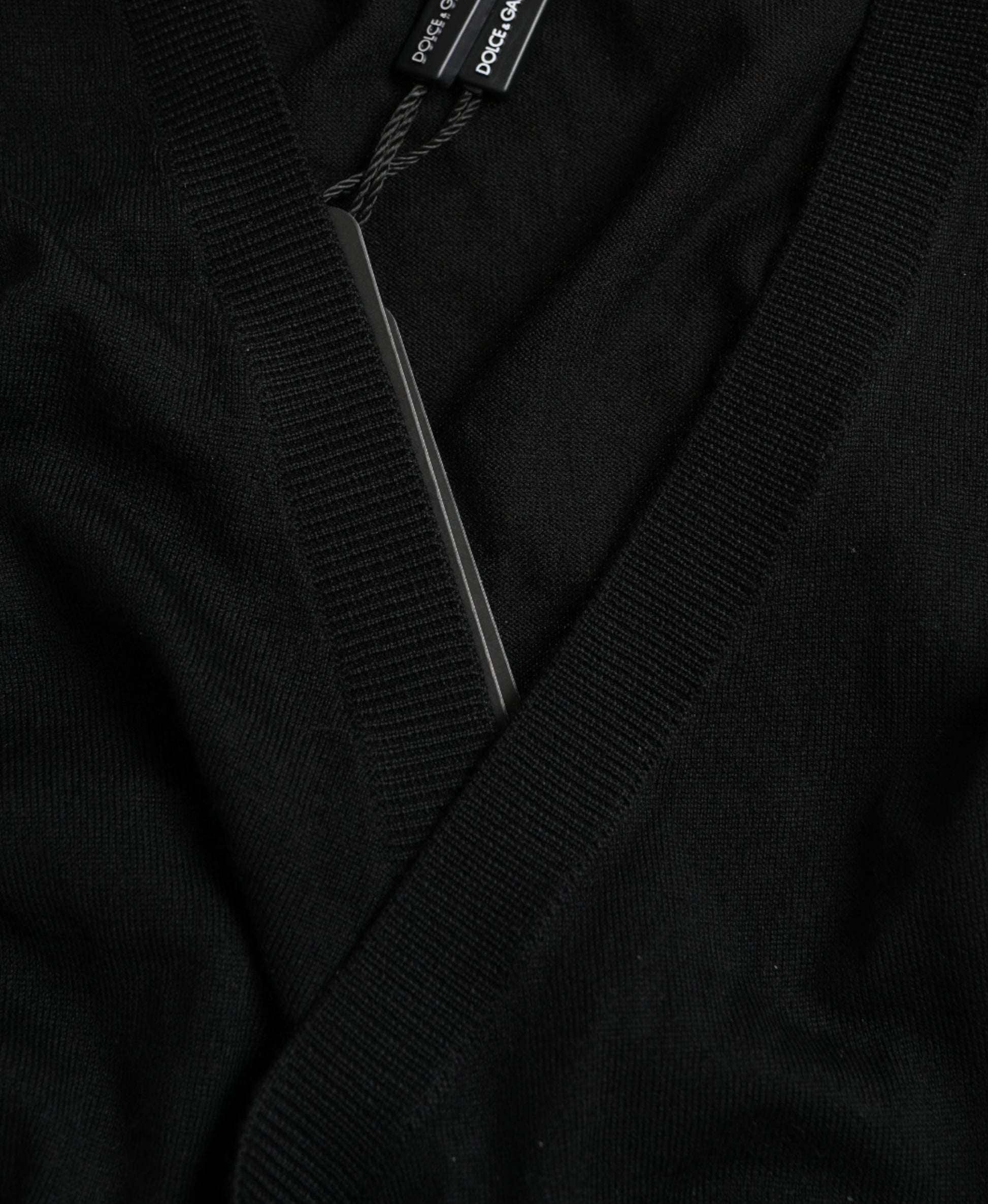 Black Wool V-neck Crossed Cardigan Sweater Knitwear Dolce & Gabbana