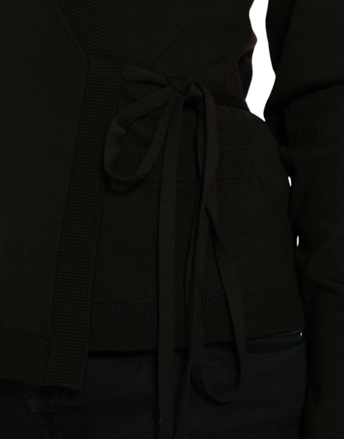 Black Wool V-neck Crossed Cardigan Sweater Knitwear Dolce & Gabbana