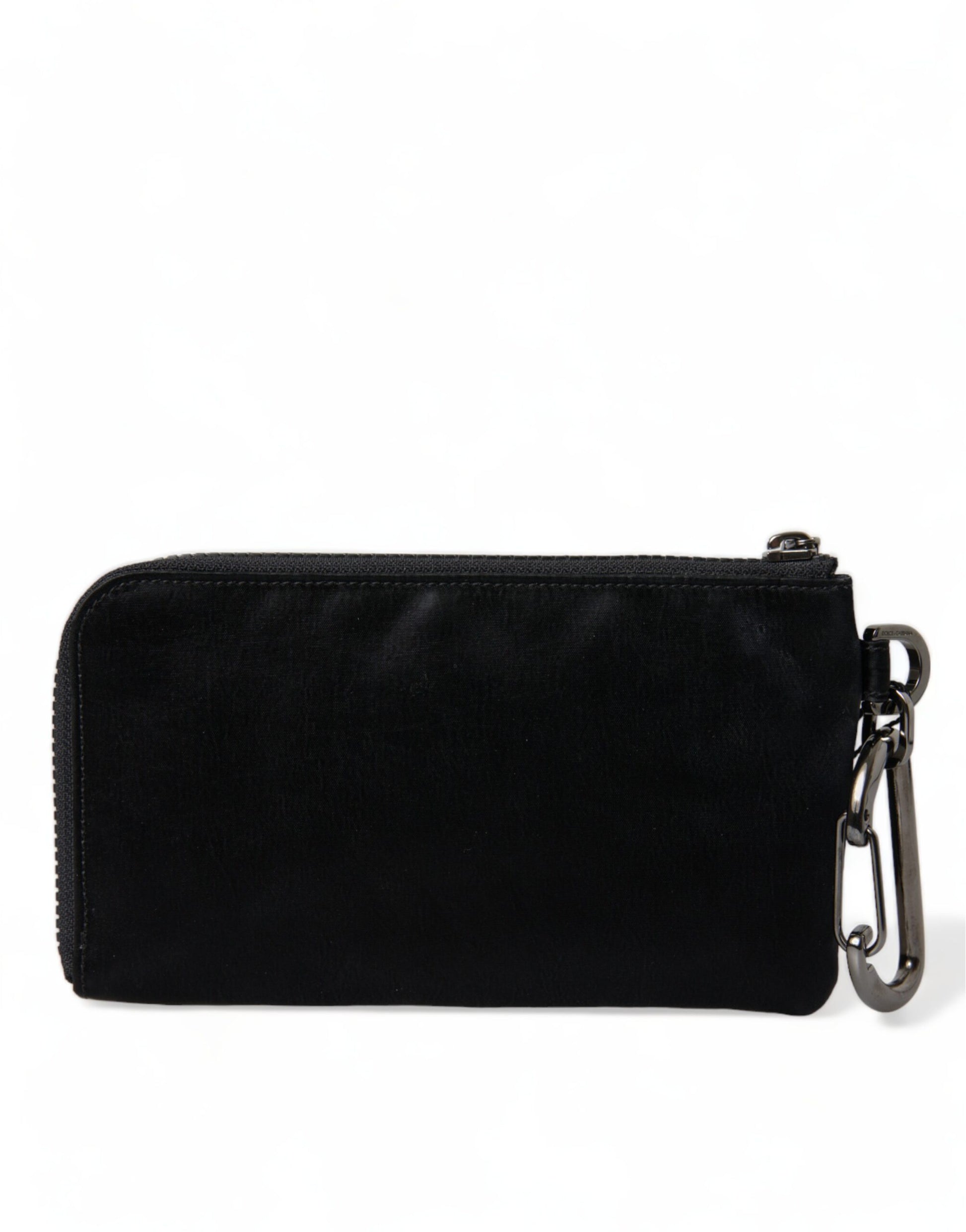 Black Nylon Logo Plaque Keyring Pouch Clutch Bag Bags Dolce & Gabbana