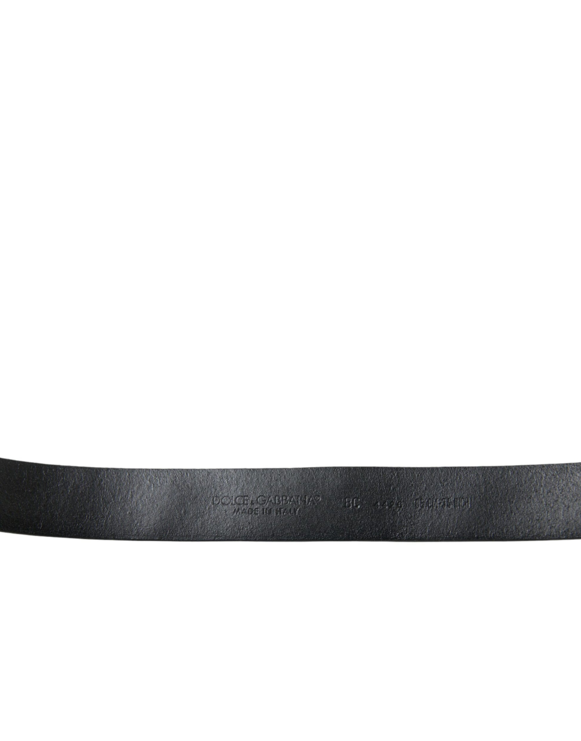 Black Embellished Leather Engraved Buckle Belt Belt Dolce & Gabbana