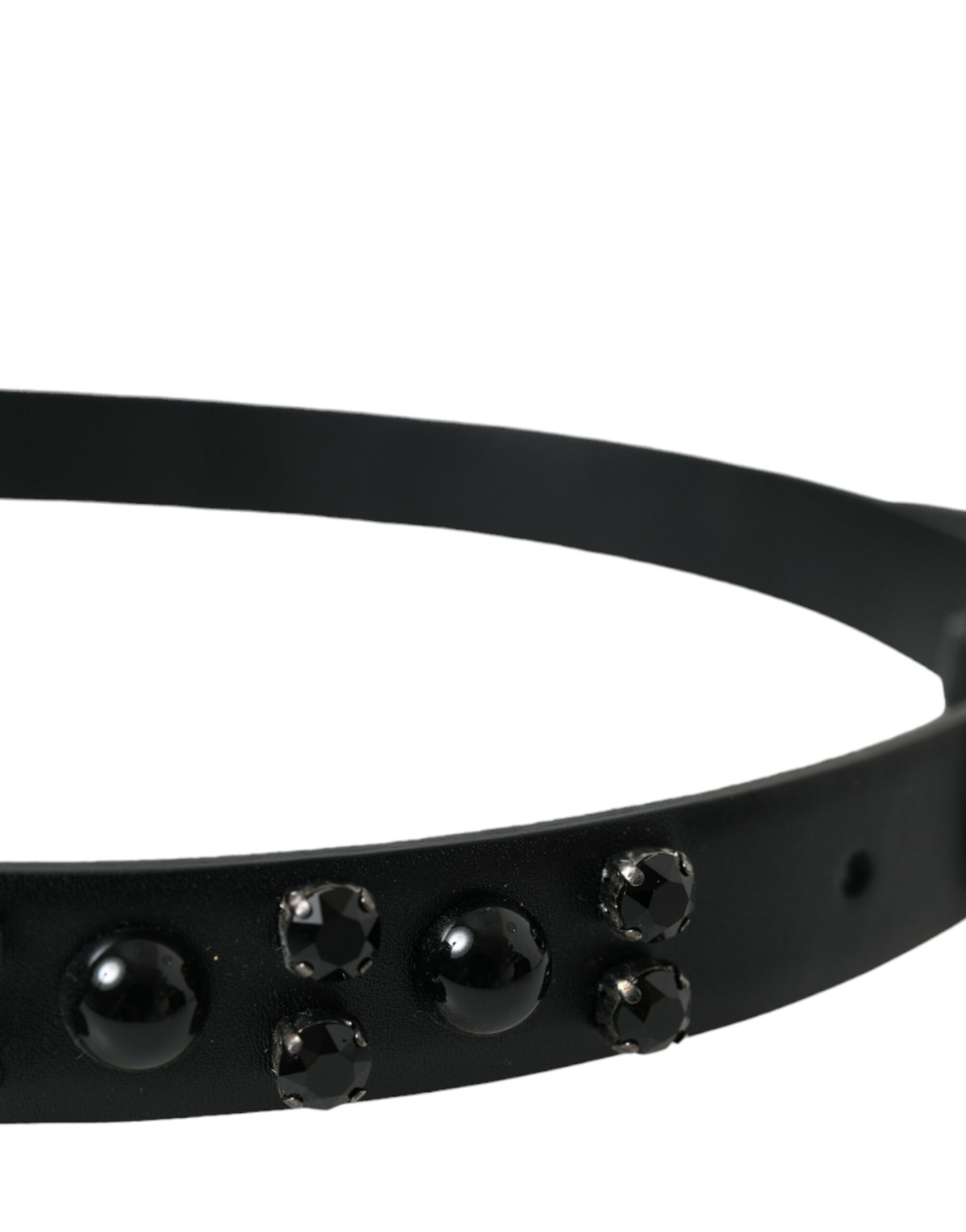 Black Embellished Leather Engraved Buckle Belt Belt Dolce & Gabbana