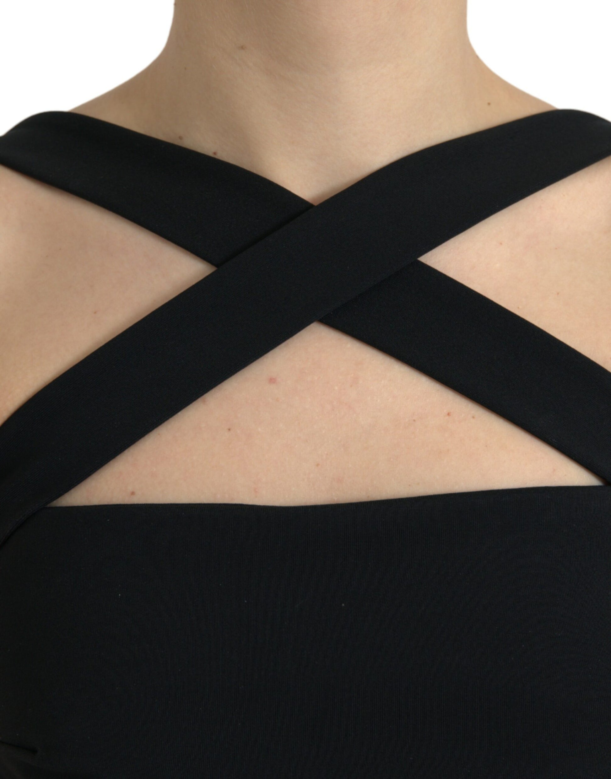 Black Sheath Halter Sleeveless Midi Dress Dress Dolce & Gabbana