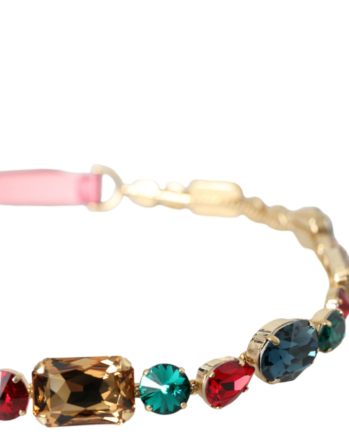 Pink Leather Crystal Chain Embellished Belt Belt Dolce & Gabbana