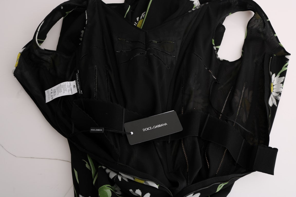 Sunflower Silk Stretch Sheath Dress Dress Dolce & Gabbana