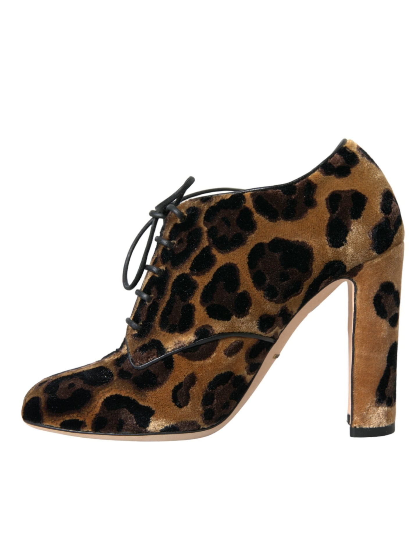 Brown Leopard Hair Lace Up Booties Shoes Shoes Dolce & Gabbana