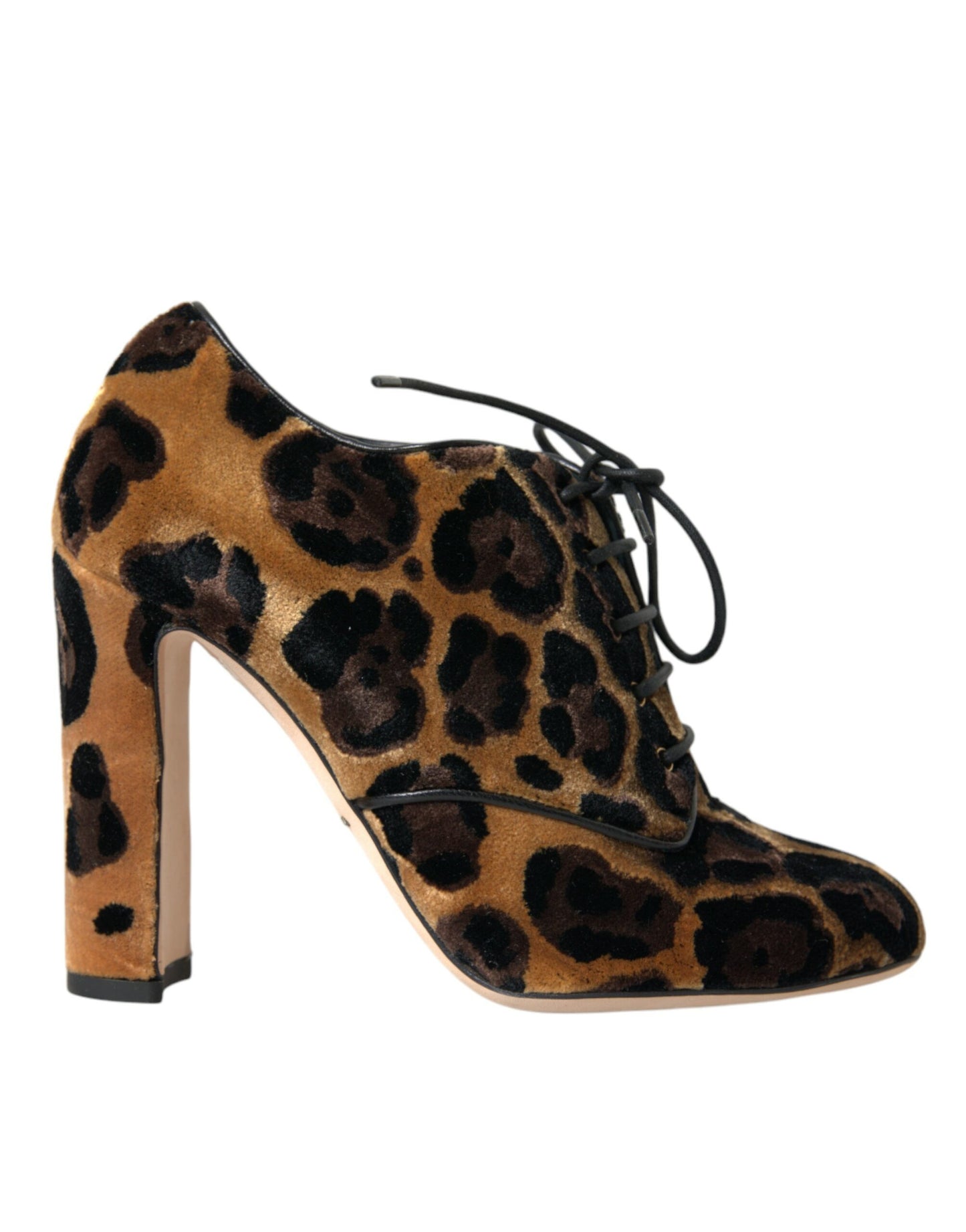 Brown Leopard Hair Lace Up Booties Shoes Shoes Dolce & Gabbana