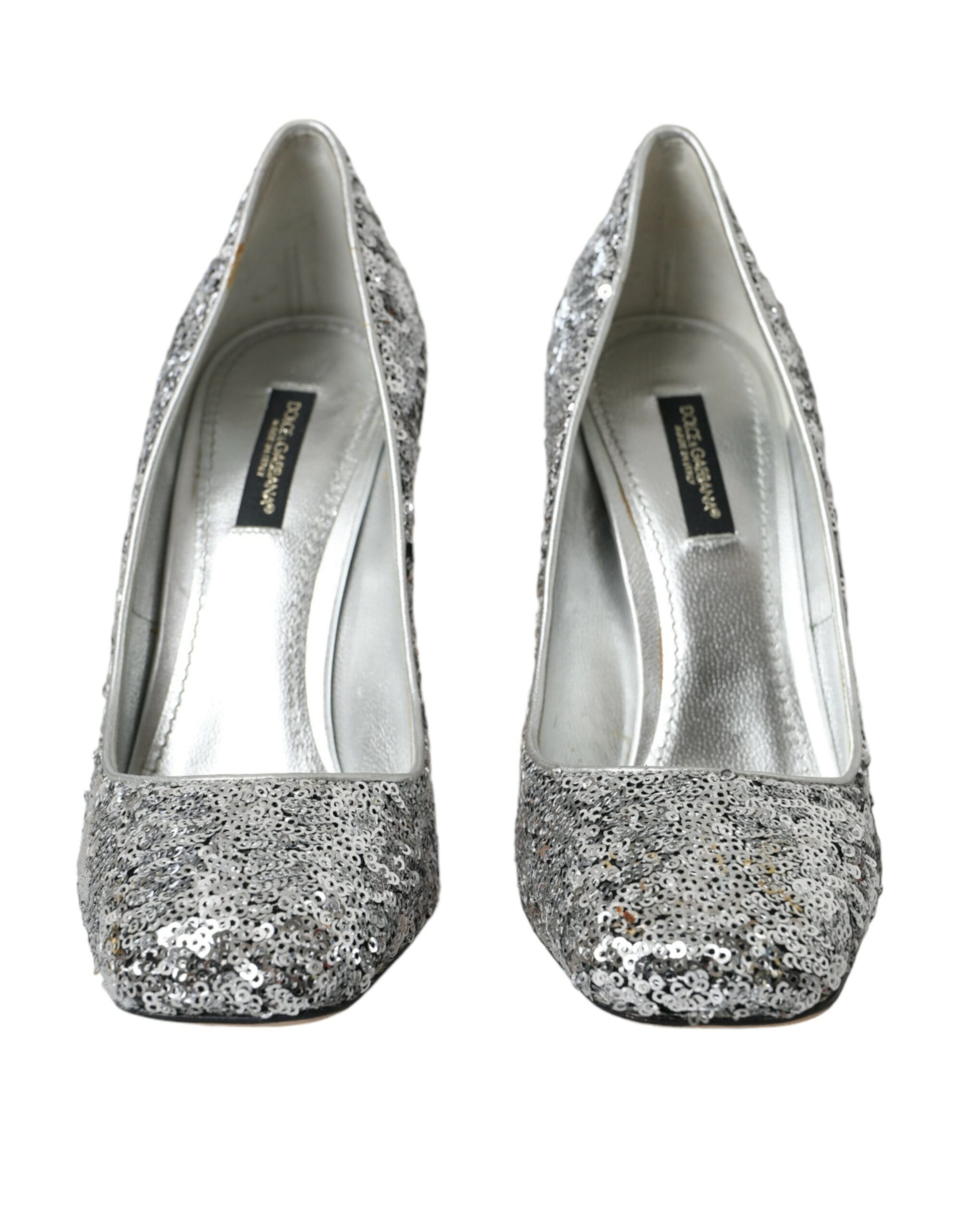 Silver Sequin Embellished Heels Pumps Shoes Shoes Dolce & Gabbana