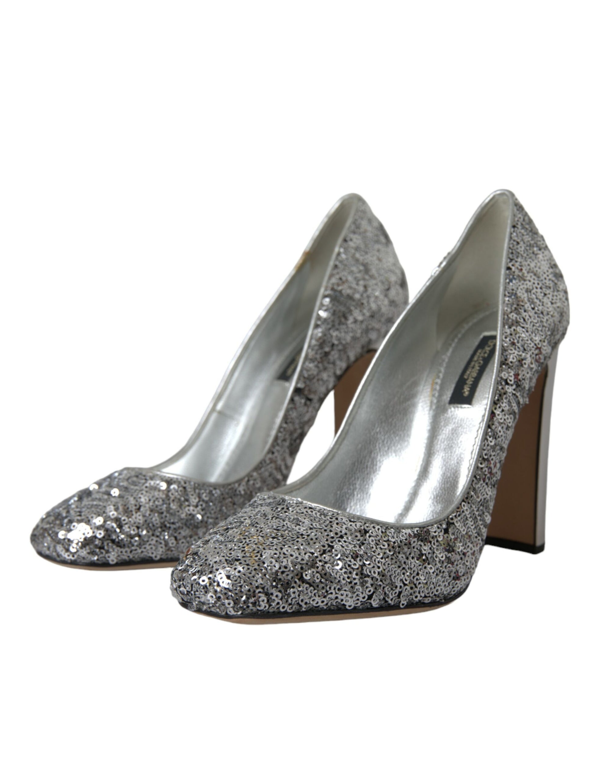 Silver Sequin Embellished Heels Pumps Shoes Shoes Dolce & Gabbana