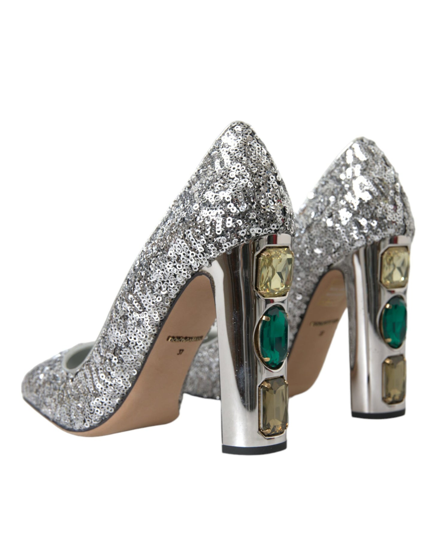 Silver Sequin Embellished Heels Pumps Shoes Shoes Dolce & Gabbana