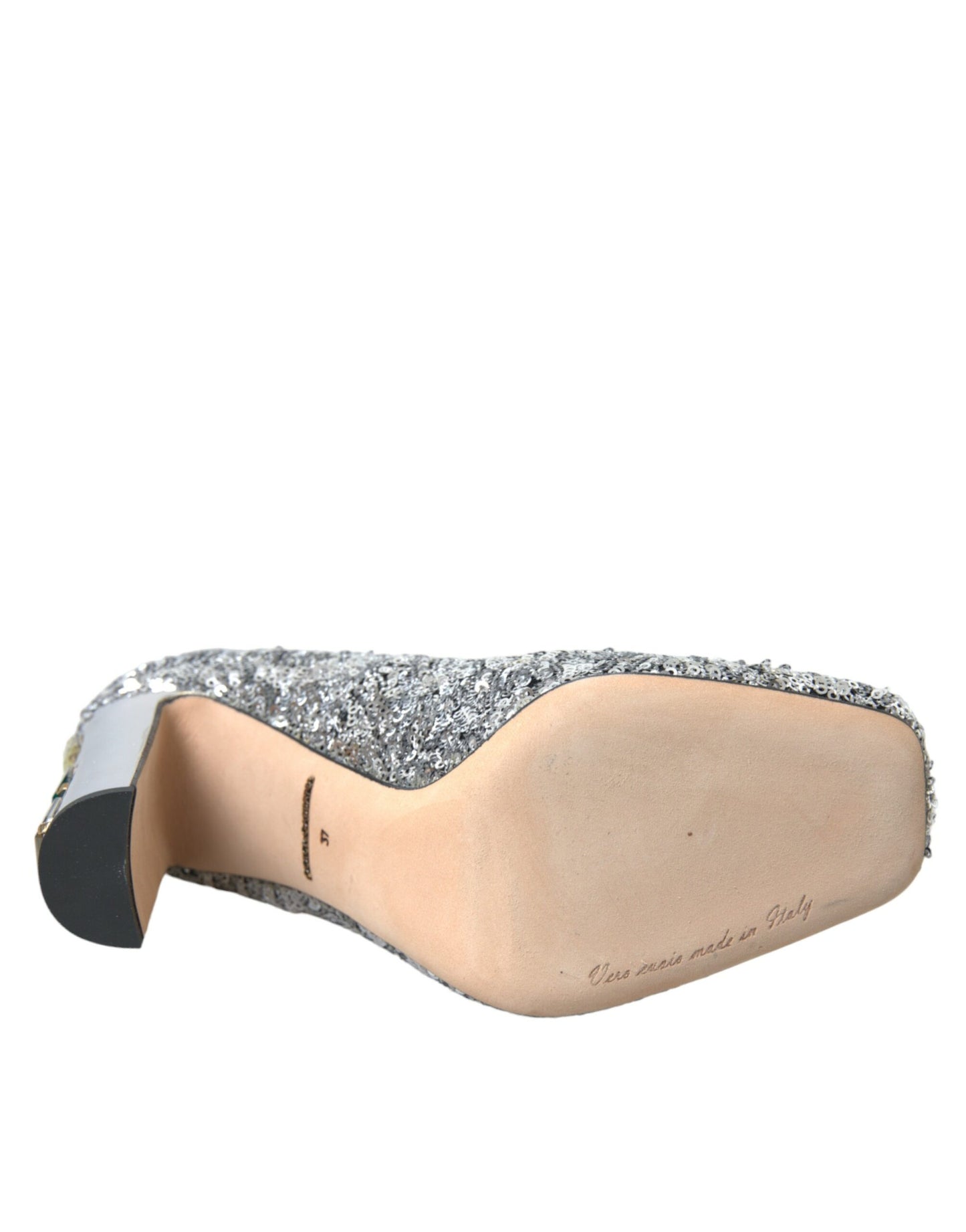 Silver Sequin Embellished Heels Pumps Shoes Shoes Dolce & Gabbana