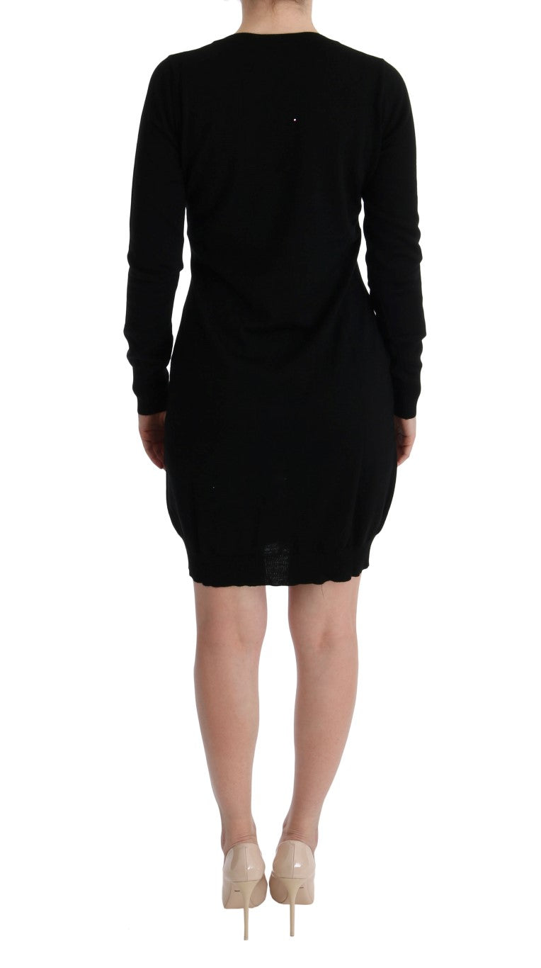 Black Wool Long Sleeve Shift Dress Dress MARGHI LO'