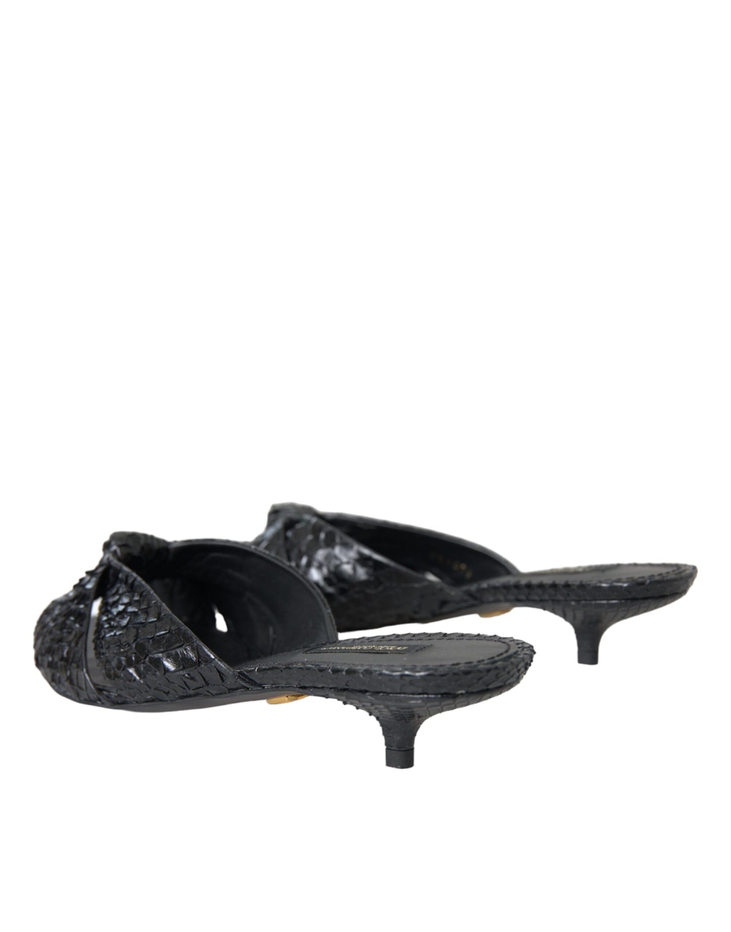 Black Exotic Leather Heels Slides Shoes Shoes Dolce & Gabbana