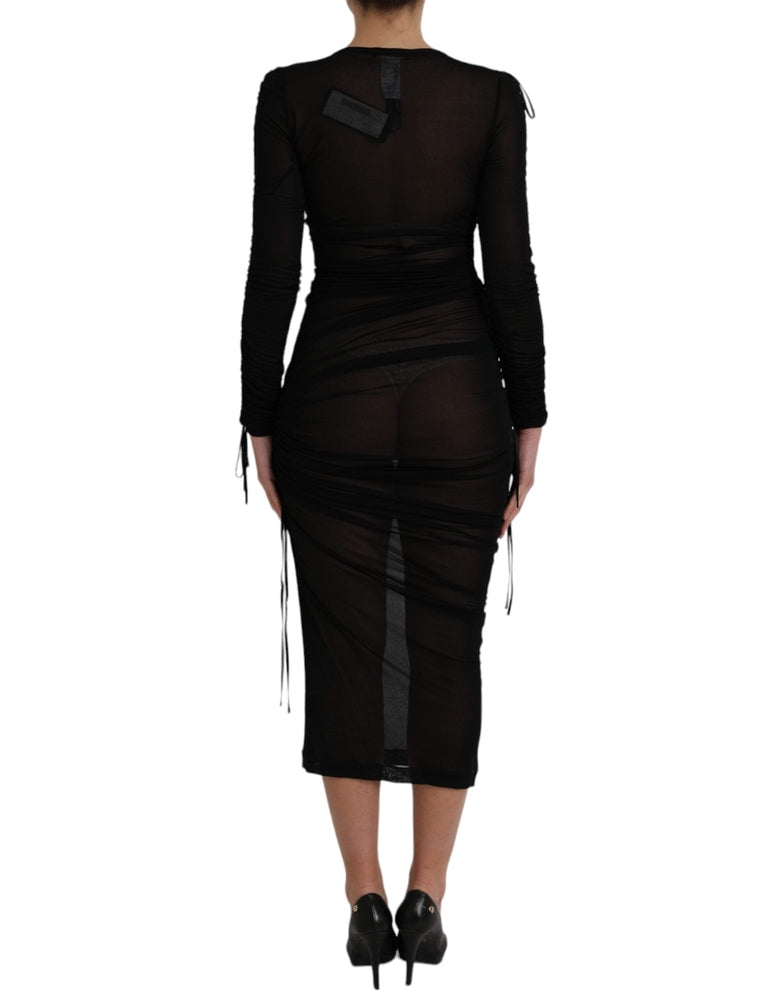 Black Sheer Bodycon Sheath Midi Dress Dress Dolce & Gabbana