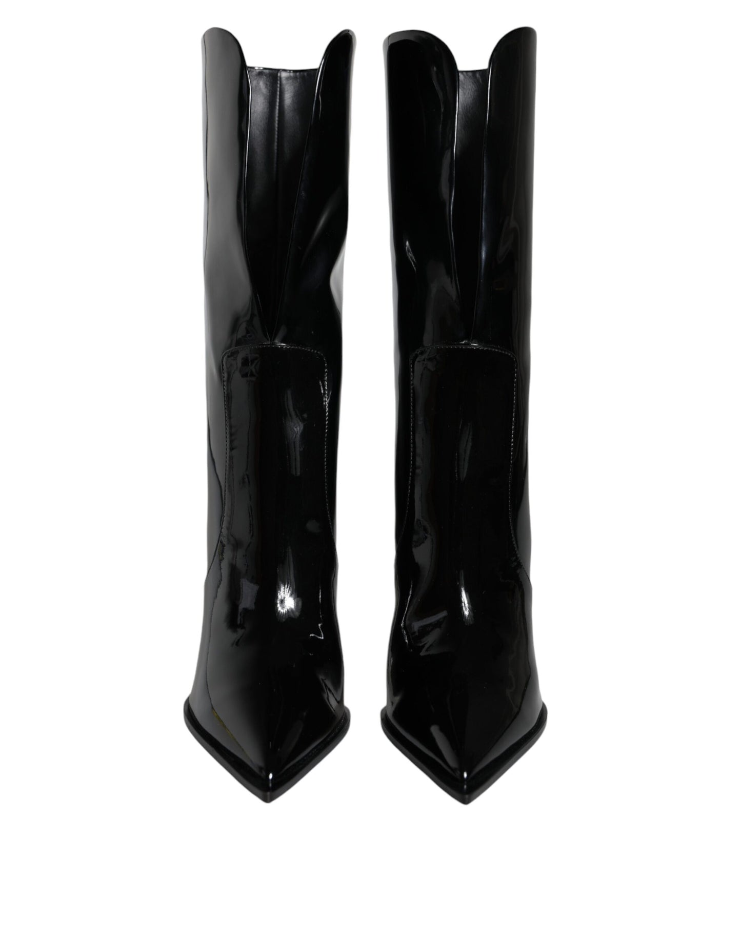 Black Patent Leather Mid Calf Boots Shoes Shoes Dolce & Gabbana