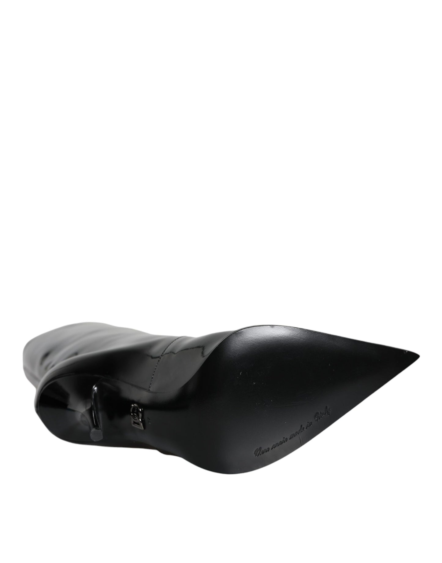 Black Patent Leather Mid Calf Boots Shoes Shoes Dolce & Gabbana