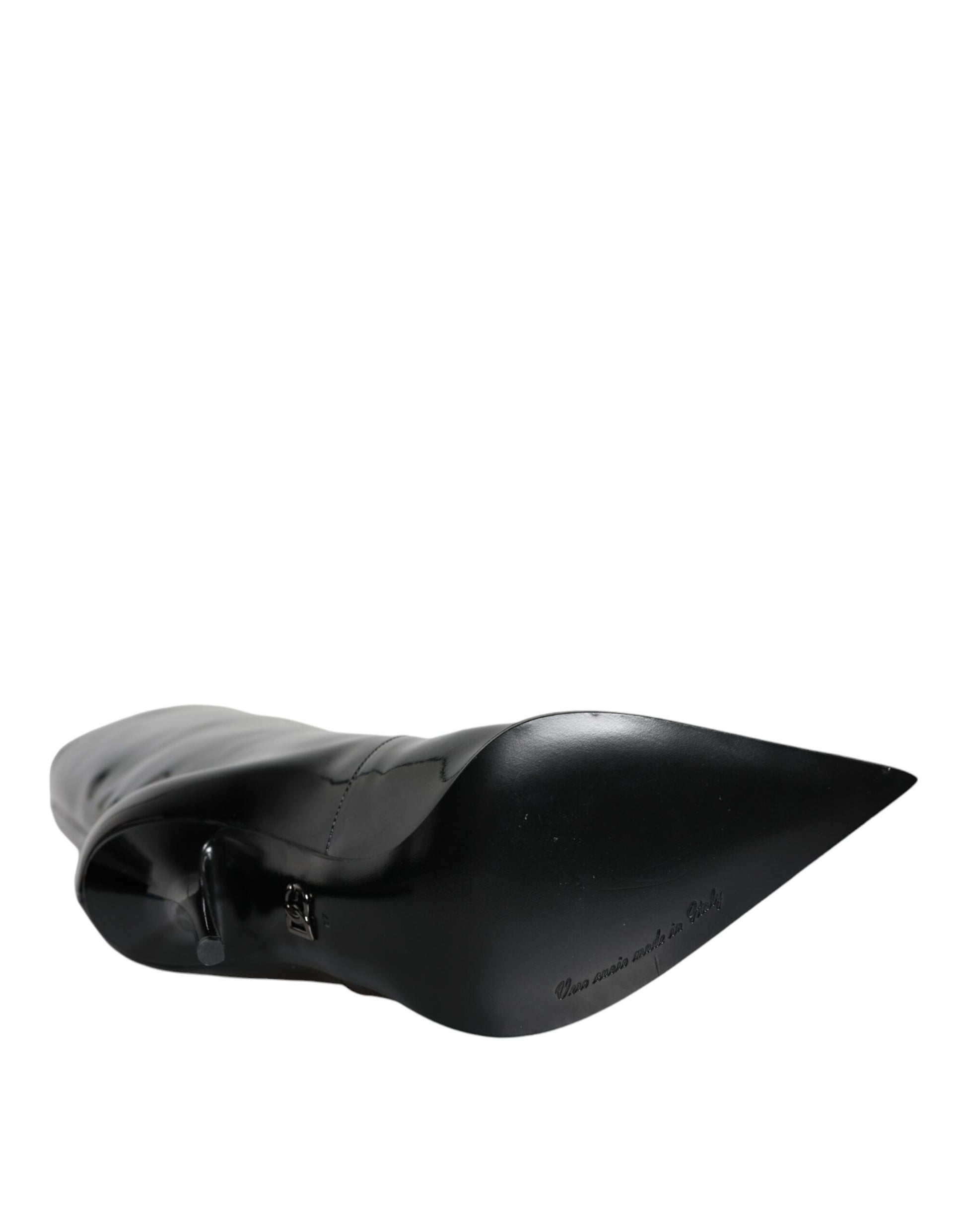Black Patent Leather Mid Calf Boots Shoes Shoes Dolce & Gabbana