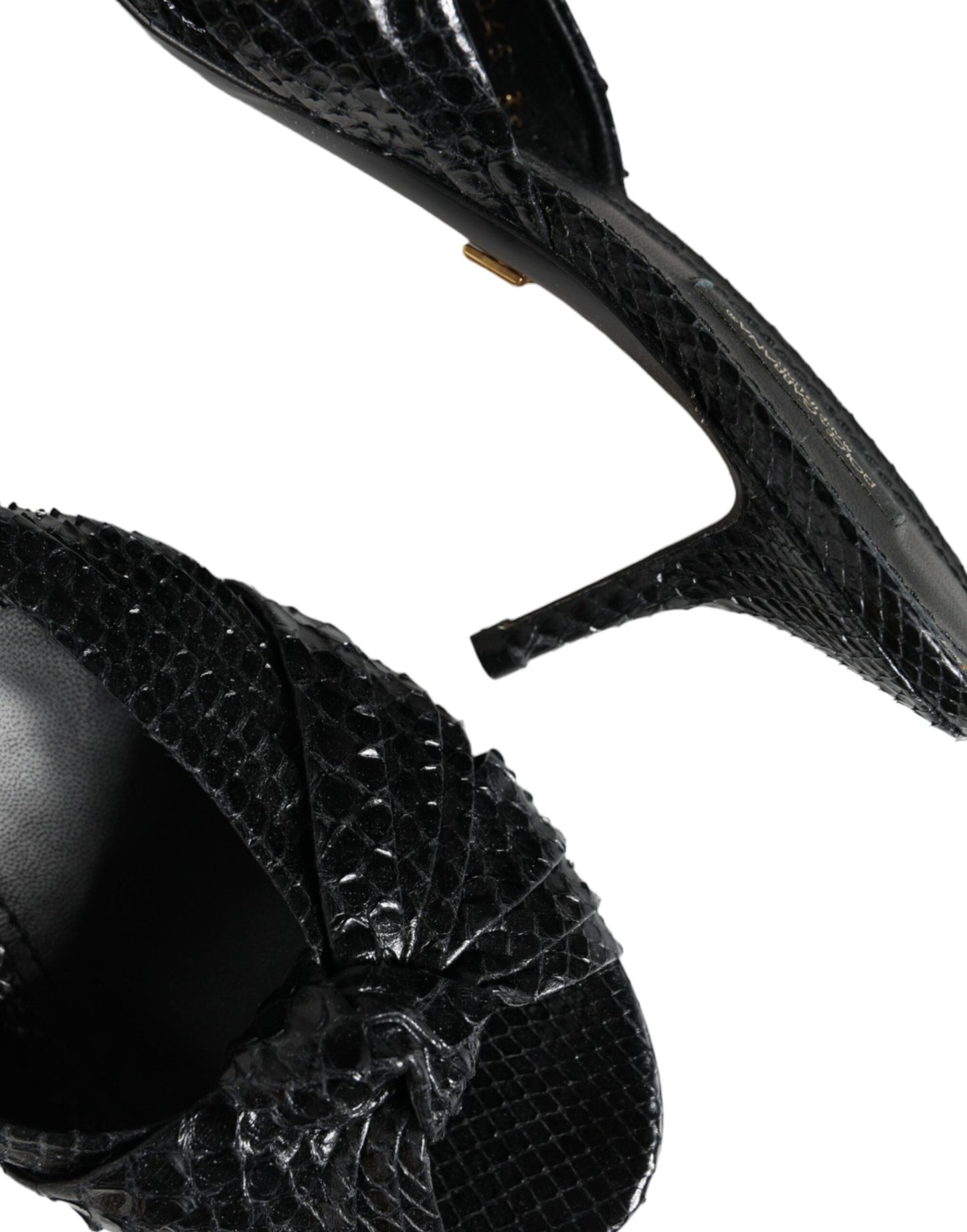 Black Leather Heels Slides Sandals Shoes Shoes Dolce & Gabbana